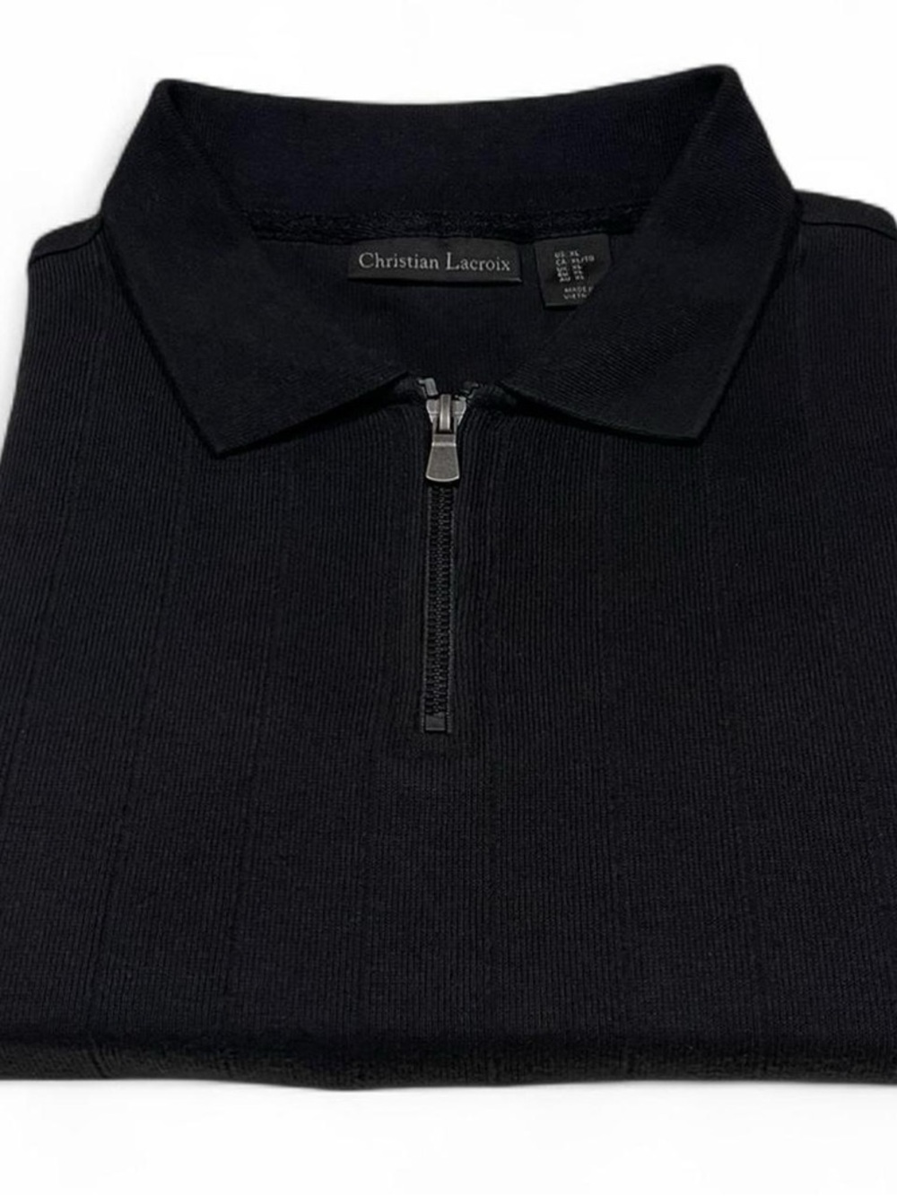 Christian Lacroix Merino Wool Quarter Zip Polo Shirt Size XL Golf Zip Neck Knit